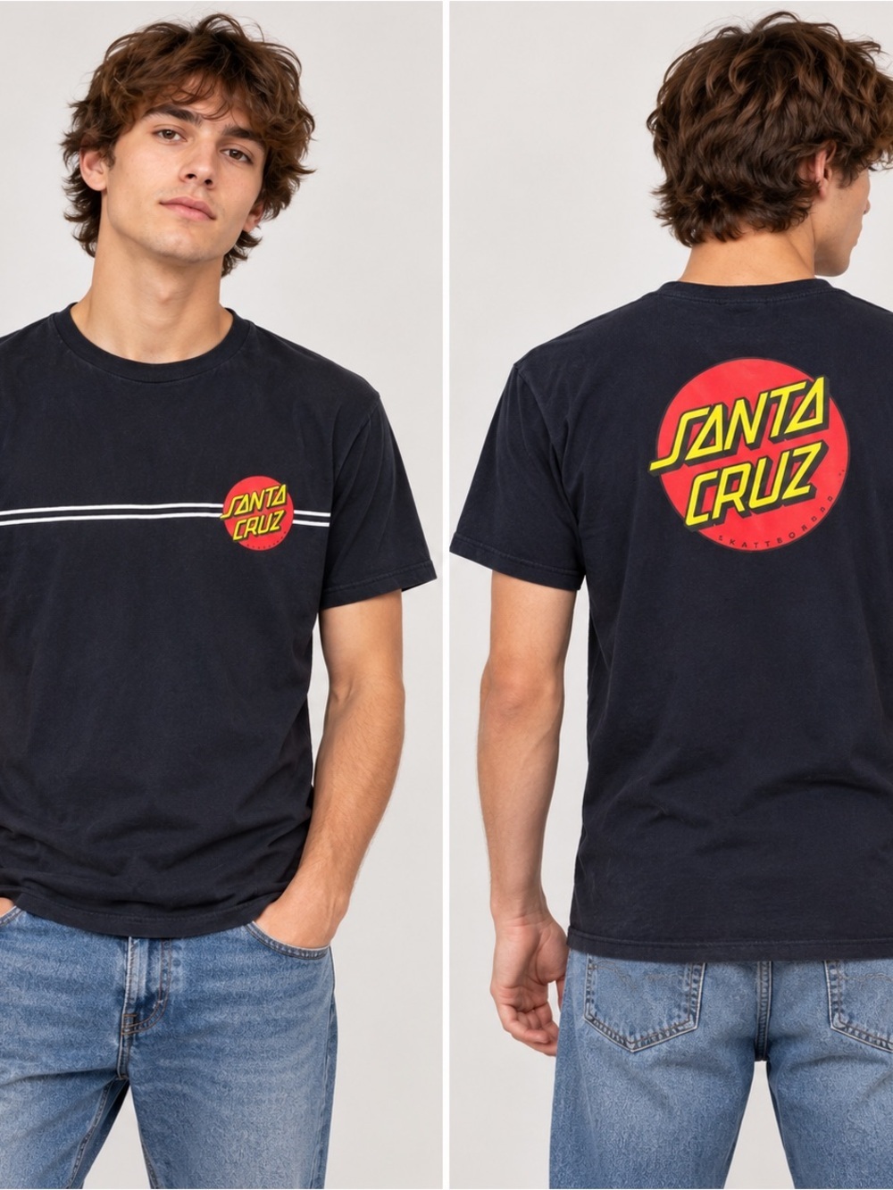 Santa Cruz SkateboardsT-shirt Classic Dot Logo Retro Black Men’s Size Small
